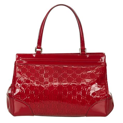 gucci shoulder bag red and black|Gucci red patent leather bag.